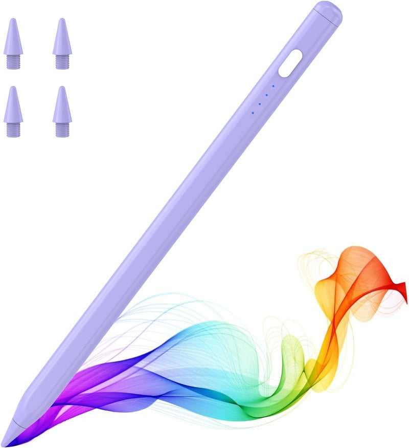 MoKo قلم رصاص لجهاز iPad (A16) الجيل 11 و10، قلم ستايلس لجهاز iPad Apple 2018-2025 11/10/9/8/7/6/A16، ميني 7/6/5، إير M3/M2 11"/13"/5/4/3، برو M4 13"/12.9"/11" حساسية الميل، شحن سريع USB-C، بنفسجي - Image 1